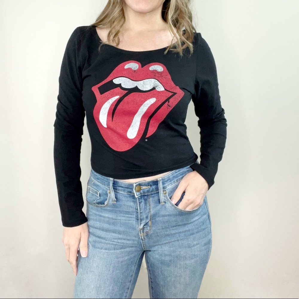 BRAVADO Rolling Stones long sleeve black graphic print tee size Medium